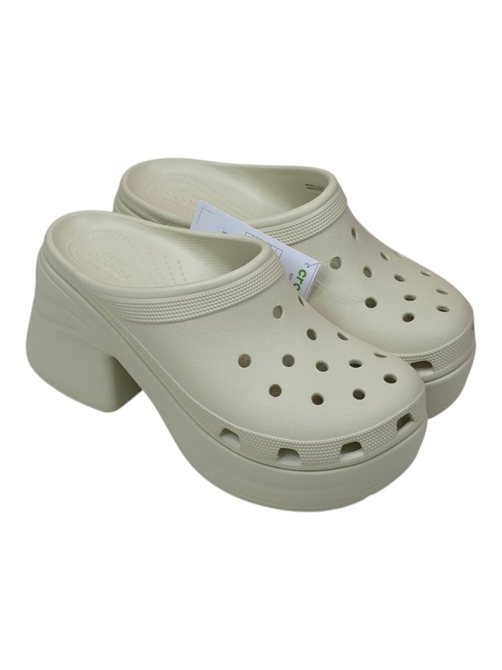 Crocs Siren Clog M9 W11 Cream Platform Slip-On Shoes 3 1/2" Heel
